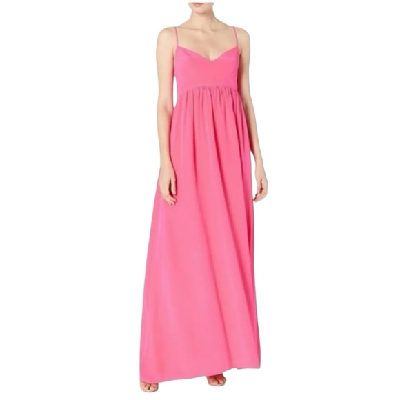 Amanda Uprichard Women’s Long 100% Silk Maxi Flowy Dress Pink XS Gown Nordstrom - Picture 2 of 8